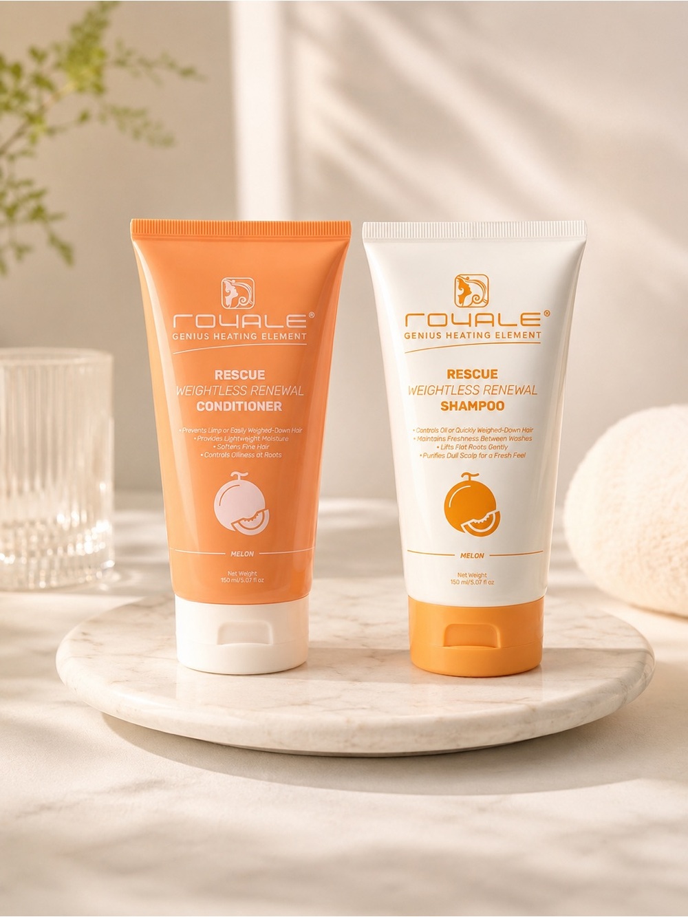 Rescue Weightless Renewal Shampoo & Conditioner - Melon (White & Orange)